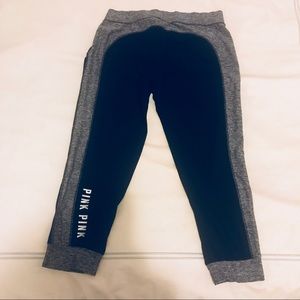 [Sold off-site]: VS PINK Black & Grey Cropped Yoga / Gym Joggers